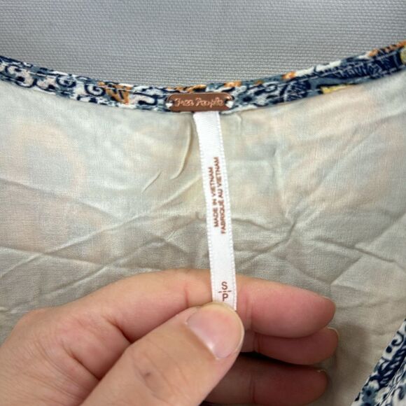 Free People Teegan Printed Mini Dress Sky Combo- Size Small- NWT - Picture 2 of 7